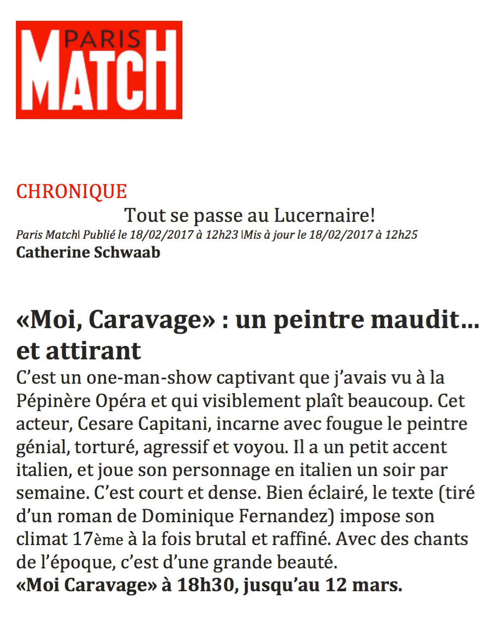article dans Paris Match